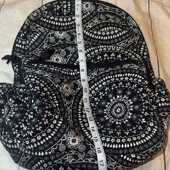 Vera Bradley Black White Backpack 16in Large - Picture 4 of 5